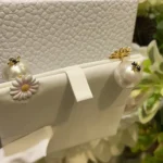 Dior Women Daisy Dior Tribales Earrings Gold-Finish Metal White Resin Pearls and Multicolor Lacquer