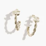 Chanel Women Hoop Earrings Metal & Strass Golden & Crystal ABH176