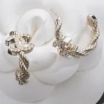 Chanel Women Hoop Earrings Metal & Strass Golden & Crystal ABH176