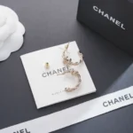 Chanel Women Hoop Earrings Metal & Strass Golden & Crystal ABH176