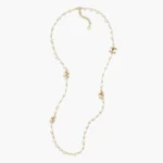 Chanel Women Long Necklace Metal & Glass Pearls Gold & Pearly White ABH230