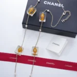 Chanel Women Long Necklace Metal Resin & Glass Pearls-ABH001B23039