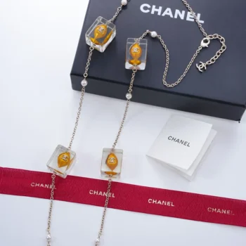 Chanel Women Long Necklace Metal Resin & Glass Pearls-ABH001B23039