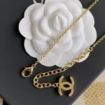 Chanel Women Long Necklace Metal & Resin Gold Black & Pearly White ABH162