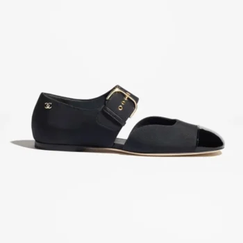 Chanel Women Mary Janes Grosgrain & Patent Calfskin-Black