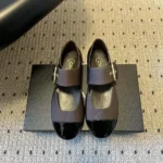 Chanel Women Mary Janes Grosgrain & Patent Calfskin-Black