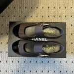 Chanel Women Mary Janes Grosgrain & Patent Calfskin-Black