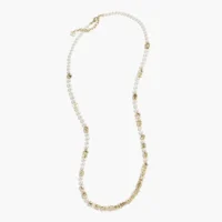 Chanel Women Metal Glass Pearls & Strass Gold Pearly White & Crystal ABH257