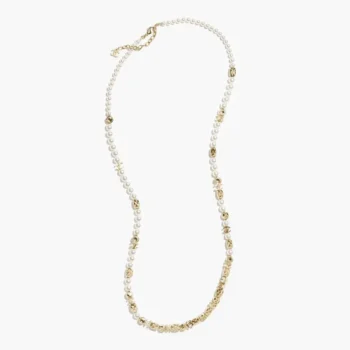 Chanel Women Metal Glass Pearls & Strass Gold Pearly White & Crystal ABH257