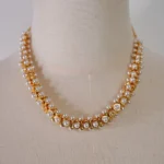 Chanel Women Necklace Metal & Glass Pearls Gold & Pearly White ABH232