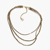 Chanel Women Necklace Metal & Lambskin Golden & Black ABH241