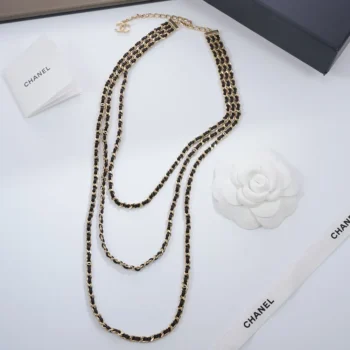 Chanel Women Necklace Metal & Lambskin Golden & Black ABH241