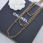 Chanel Women Necklace Metal & Lambskin Golden & Black ABH241