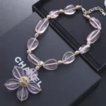 Chanel Women Necklace Metal Resin & Glass Gold & Pink ABG771