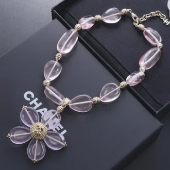 Chanel Women Necklace Metal Resin & Glass Gold & Pink ABG771