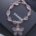 Chanel Women Necklace Metal Resin & Glass Gold & Pink ABG771