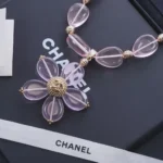 Chanel Women Necklace Metal Resin & Glass Gold & Pink ABG771