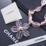 Chanel Women Necklace Metal Resin & Glass Gold & Pink ABG771