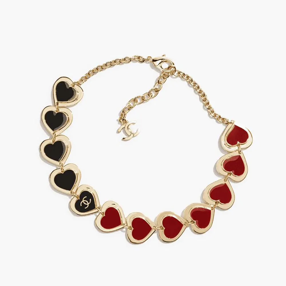 Chanel Women Necklace Metal & Resin Golden Black & Dark Red ABH169 (1) Chanel Women Necklace Metal & Resin Golden Black & Dark Red ABH169