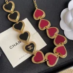 Chanel Women Necklace Metal & Resin Golden Black & Dark Red ABH169