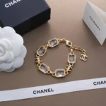 Chanel Women Necklace Metal & Strass Golden & Crystal ABH252