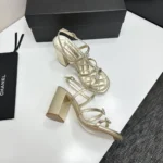 Chanel Women Sandals Laminated Lambskin-Light Gold G46964B22794