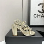Chanel Women Sandals Laminated Lambskin-Light Gold G46964B22794