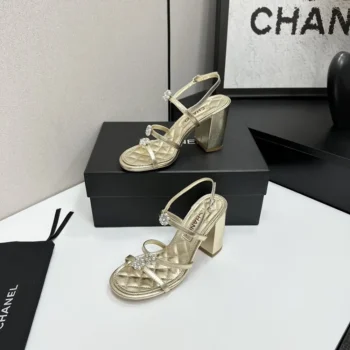 Chanel Women Sandals Laminated Lambskin-Light Gold G46964B22794