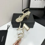 Chanel Women Sandals Laminated Lambskin-Light Gold G46964B22794