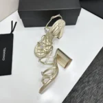 Chanel Women Sandals Laminated Lambskin-Light Gold G46964B22794