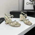 Chanel Women Sandals Laminated Lambskin-Light Gold G46964B22794