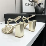 Chanel Women Sandals Laminated Lambskin-Light Gold G46964B22794