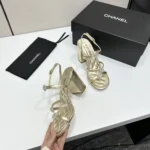 Chanel Women Sandals Laminated Lambskin-Light Gold G46964B22794