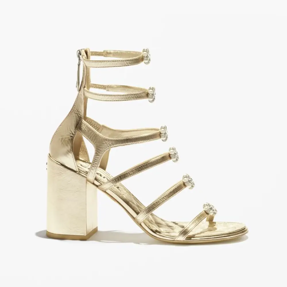Chanel Women Sandals Laminated Lambskin-Light Gold G46999 (1) Chanel Women Sandals Laminated Lambskin-Light Gold G46999