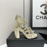Chanel Women Sandals Laminated Lambskin-Light Gold G46999