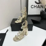 Chanel Women Sandals Laminated Lambskin-Light Gold G46999