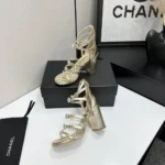 Chanel Women Sandals Laminated Lambskin-Light Gold G46999
