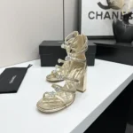 Chanel Women Sandals Laminated Lambskin-Light Gold G46999