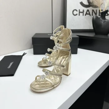 Chanel Women Sandals Laminated Lambskin-Light Gold G46999