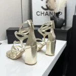 Chanel Women Sandals Laminated Lambskin-Light Gold G46999