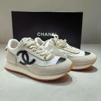 Chanel Women Sneakers Fabric & Suede Calfskin White & Black