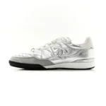 Chanel Women Sneakers Laminated Lambskin & Suede Calfskin Silver & Beige G47008