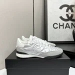 Chanel Women Sneakers Laminated Lambskin & Suede Calfskin Silver & Beige G47008 - Image 2