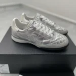 Chanel Women Sneakers Laminated Lambskin & Suede Calfskin Silver & Beige G47008