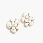 Chanel Women Stud Earrings Metal & Resin Gold & White ABH302