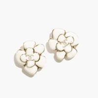Chanel Women Stud Earrings Metal & Resin Gold & White ABH302