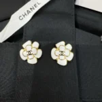 Chanel Women Stud Earrings Metal & Resin Gold & White ABH302