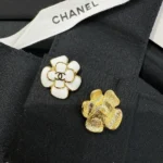 Chanel Women Stud Earrings Metal & Resin Gold & White ABH302