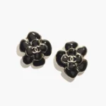 Chanel Women Stud Earrings Metal & Resin Golden & Black ABH302