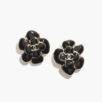 Chanel Women Stud Earrings Metal & Resin Golden & Black ABH302